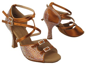 S1004CC Copper Tan Satin with (YQG) 3 inch Heel in the photo 