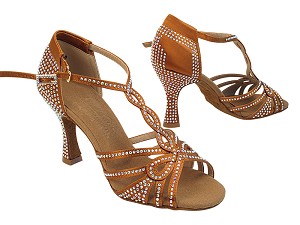 S1008CC Copper Tan Satin with (YQG) 3 inch heel in the photo 