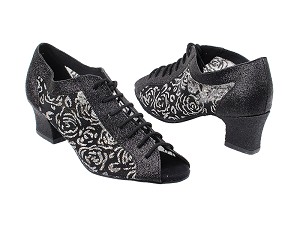 1643 127 Black Stardust_154 Mesh with 2" Thick Cuban Heel in the photo 