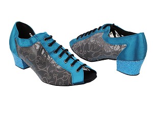 1643 230 Light Blue Satin_153 Mesh with 1.5" Medium Heel in the photo 
