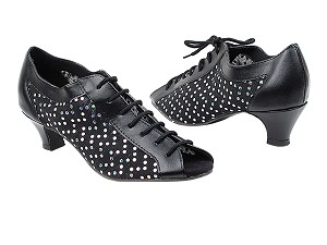 1643 Black Leather_130 Mesh with 1.3" Cuban Heel in the photo 