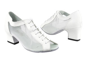 1643 White Leather_52 White Mesh with 2" Thick Cuban Heel in the photo 