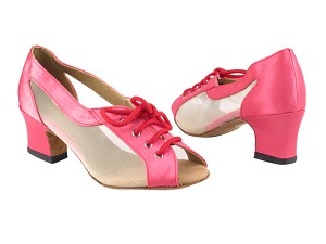 1644 246 Pink Satin_Flesh Mesh with 2" Thick Cuban Heel in the photo 