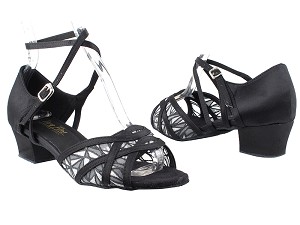 1657 Black Satin_51 Mesh with 1.5" Medium Heel in the photo 