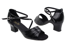 1659 222 Snake Black with 2" Thick Cuban  Heel in the photo 