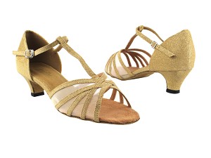 16612 106 Glitter Gold Satin_Flesh Mesh with 1.3" Heel in the photo 