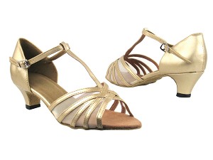 16612 57 Light Gold Leather_Flesh Mesh with 1.3" Heel in the photo 