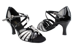 1668 250 Silver Snake_Black Patent with 2.75" Heel in the photo 