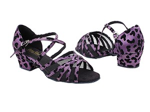 1670C 249 Purple Leopard_Black Mesh with 1.5" Medium Heel in the photo 