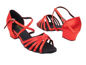 1670C Red Satin with 1.5" Medium Heel in the photo 
