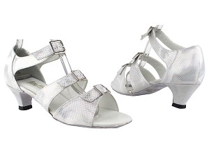 1679 86 Silver Laser Satin with 1.3" Cuban Heel in the photo 