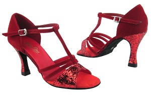 1683 10 Red Sparkle_H_228 Red Velvet with 3.5" Heel in the photo 