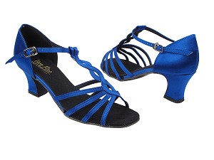 1692 247 Gem Blue Satin_Without Mesh with 2.2" Thick Cuban heel in the photo 