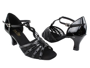 1692 Black Patent_46 Mesh with 2.5" Heel in the photo 