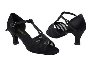 1692 Black Satin_Black Mesh with 2.5" Low Heel in the photo 