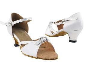 1720 34 White Satin with 1.3" Cuban Heel in the photo 