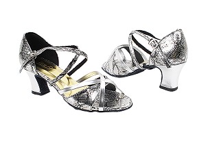 1740 250 Silver Snake_Silver PU_T_H with 2" Thick Cuban Heel in the photo 