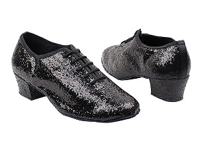 2001 12 Black Sparkle_Black Satin Trim with 1.5" Medium Heel in the photo 