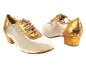 2002 253 Orange Gold_Flesh Mesh with 1.5" Medium Heel in the photo 