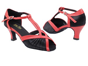 2707 Black Satin_Red PU Trim with 2.5" Heel in the photo 