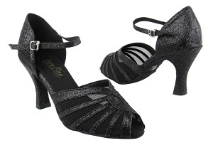 2719 127 Black Stardust_Black Mesh with 3" Heel in the photo 