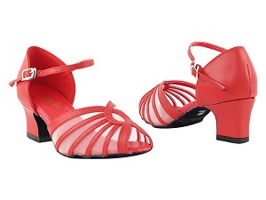 2719 211 Red PU_Flesh Mesh with 2" Thick Cuban Heel in the photo 