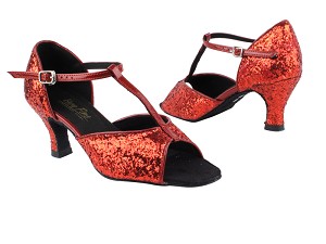 5004G Red Sparkle_W_Red Patent_S with 2.5" Heel in the photo 
