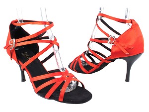 5008 112 Red Satin_Black Plated Heel 3" slim black plated heel in the photo 