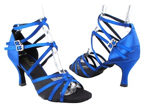 5008 247 Gem Blue Satin_Black Mesh with 2.75" Heel in the photo 