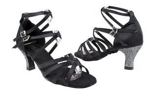 5008 Black Satin_Black Sparklenet Heel with 2.5" Heel in the photo 