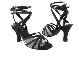 5009 Black Satin_Flesh Mesh with 3" Heel in the photo 