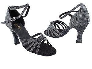 6005 105 Glitter Black Satin with 3" Heel in the photo 