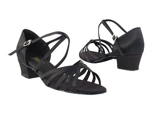 6005 Black Satin with 1.5" Medium Heel in the photo   