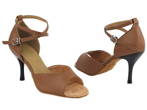 6012 133 Coffee Brown PU with 3" Slim Black Plated Heel in the photo 