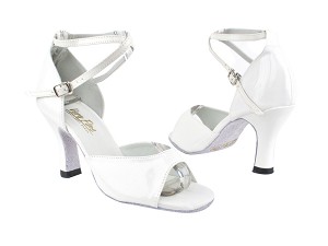 6012 210 White Patent with 3 Heel in the photo 