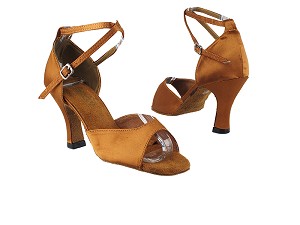 6012 236 Dark Tan Satin with 3" Heel in the photo 
