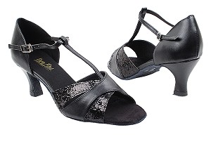 6016 12 Black Sparkle_Black Leather with 2.5" Heel in the photo 