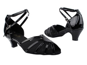 6018 Black Patent_Black Mesh with 1.3" Heel in the photo 