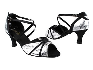 6023 205 Ultra Silver_Black Satin Trim with 2.5" Heel in the photo 