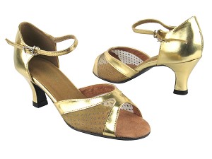 6024 Gold Leather_108 Mesh with 2.5" Heel in the photo 
