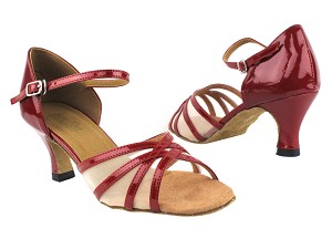 6027 131 Red Patent_Flesh Mesh with 2.5" Heel in the photo 