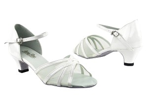 6027 White Patent_White Mesh with 1.3" Heel in the photo 