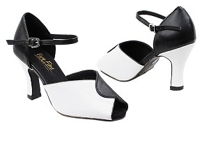 6028 White Leather_H_Black Leather_T with 3" Heel in the photo 