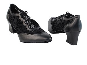 6823 140 Black PU_46 Mesh with 2" Thick Cuban Heel in the photo 