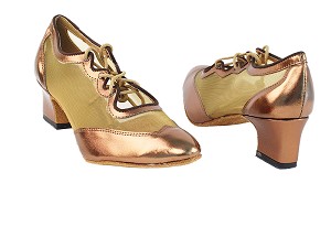 6823 171 Dark Tan Gold PU_201 Tan Mesh with 2" Thick Cuban Heel in the photo 
