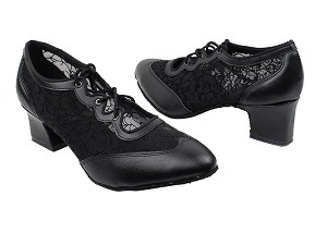 6823 Black Leather_46 Mesh  with 2" Thick Cuban  Heel in the photo 