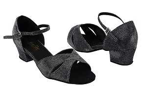 803_6029 105 Glitter Black Satin 1.5" Medium Heel in the photo 