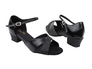 803_6029 12 Black Sparkle_Black Leather with 1.5" Medium Heel in the photo 