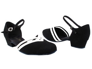 8881 136 Black Nubuck_139 White PU Trim with 1" Women Heel in the photo  