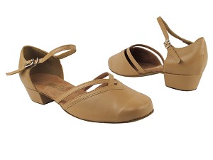 8881 157 Beige Brown Leather with 1" Women Heel in the photo 